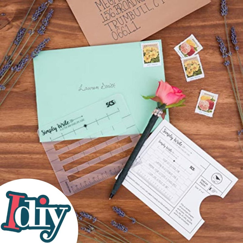 أس سي أس دايركت مغلف حروف عنونة دليل مسطرة قالب استنسل لكتابة مستقيمة تمامًا - يناسب أي حجم (5 عبوات) - رائع لبطاقات الشكر، والمشروع الفني، والخط، وأعياد الميلاد (5 بوصة × 4 بوصة) - Image 4